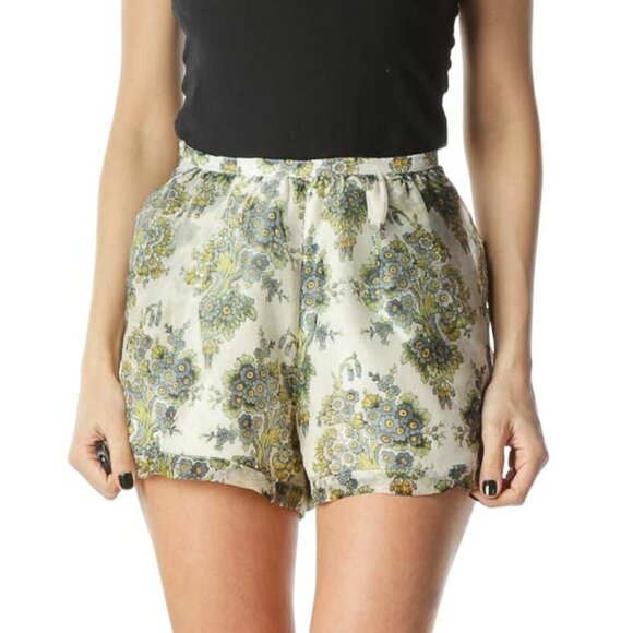 The Man Repeller x PJK Cream Floral Sheer Shorts - Picture 1 of 3